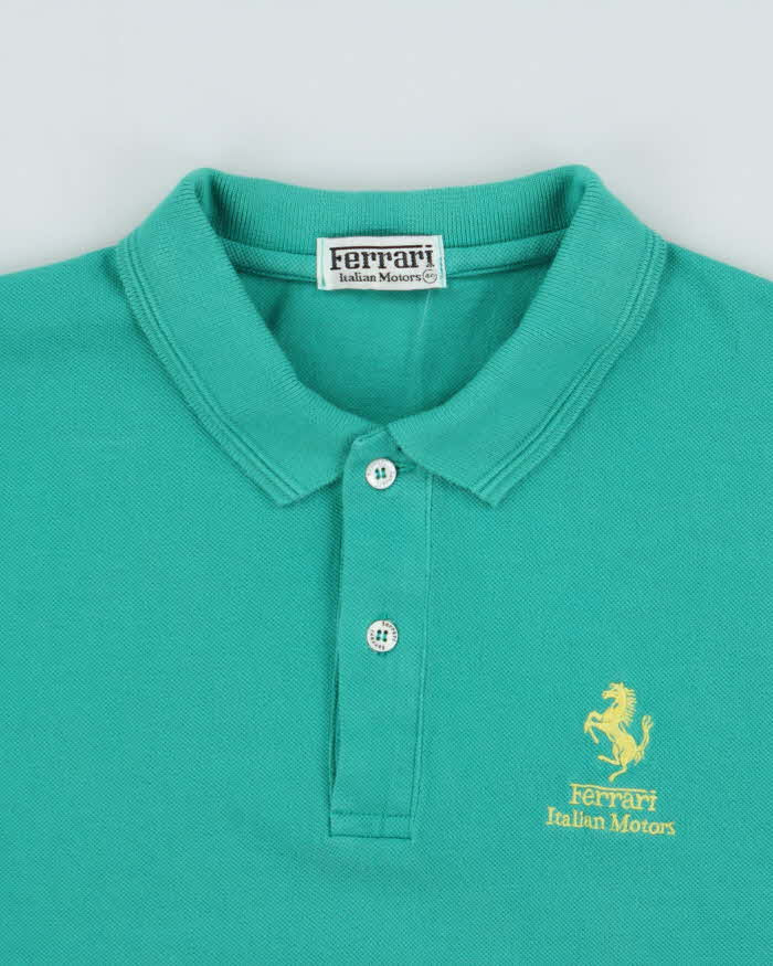 Vintage 1990s Ferrari Embroidered Short Sleeve Polo Shirt - M
