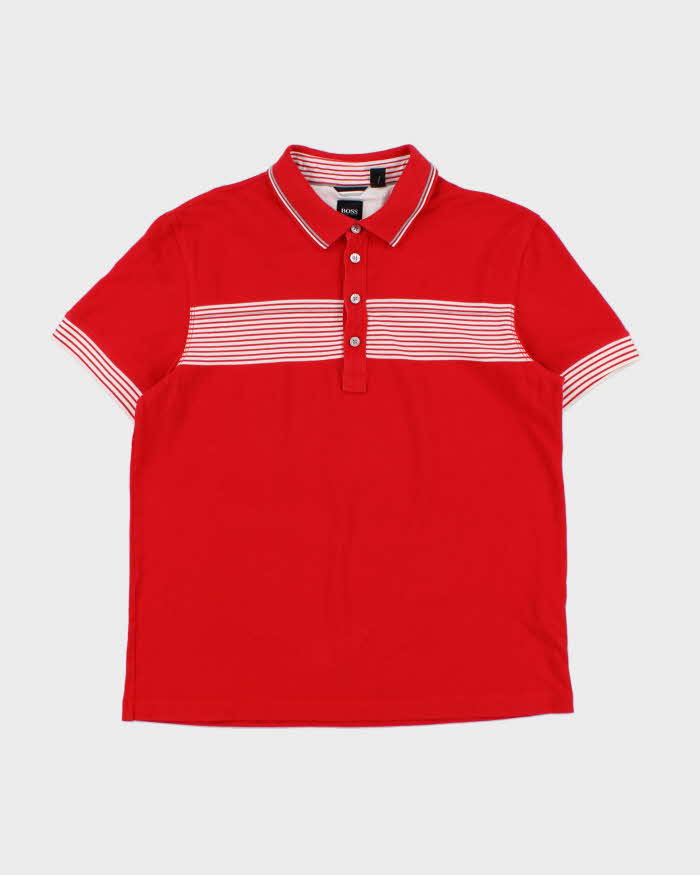 Vintage Hugo Boss Striped Regular Fit Short Sleeve Polo Shirt - L