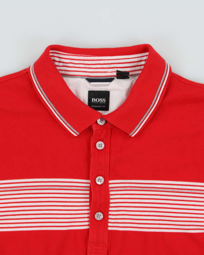 Vintage Hugo Boss Striped Regular Fit Short Sleeve Polo Shirt - L