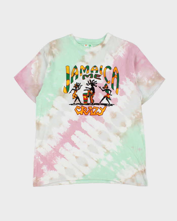 Vintage 1990s Jamaica Me Crazy Tie-Dye Friendly T Crewneck T-Shirt - L
