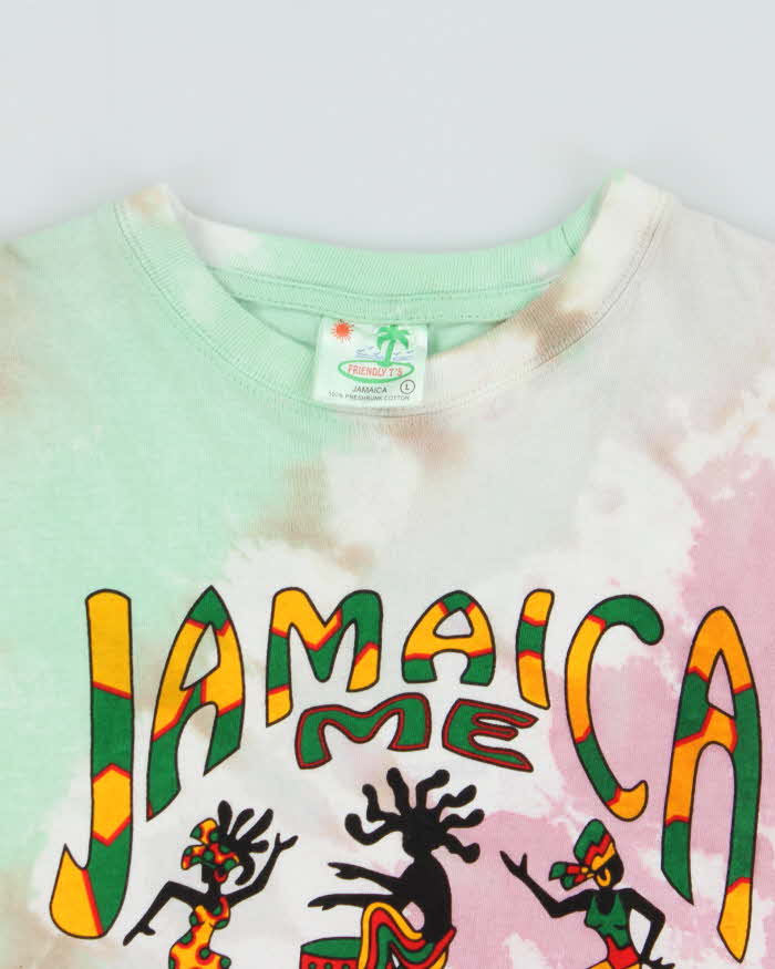 Vintage 1990s Jamaica Me Crazy Tie-Dye Friendly T Crewneck T-Shirt - L