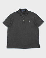 Vintage Polo Ralph Lauren Marl Grey Custom Slim Fit Short Sleeve Polo Shirt - L