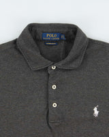 Vintage Polo Ralph Lauren Marl Grey Custom Slim Fit Short Sleeve Polo Shirt - L