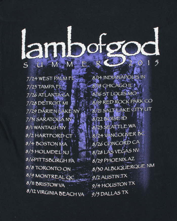 Lamb Of God Summer 2015 USA Tour Gildan Heavyweight Crewneck T-Shirt - L