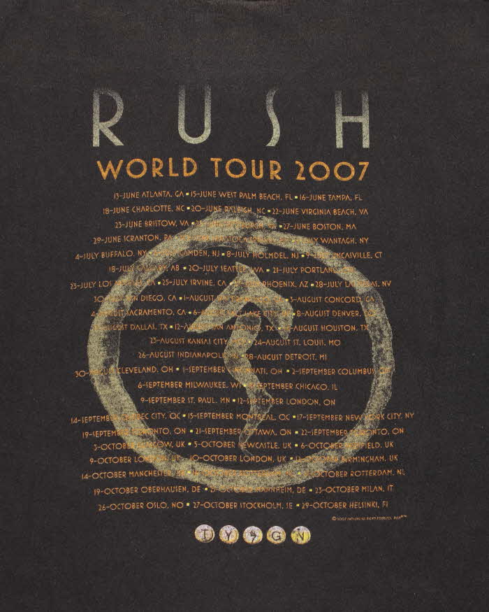 Vintage 2007 Rush Snakes & Arrows World Tour Heavyweight Crewneck T-Shirt - XL