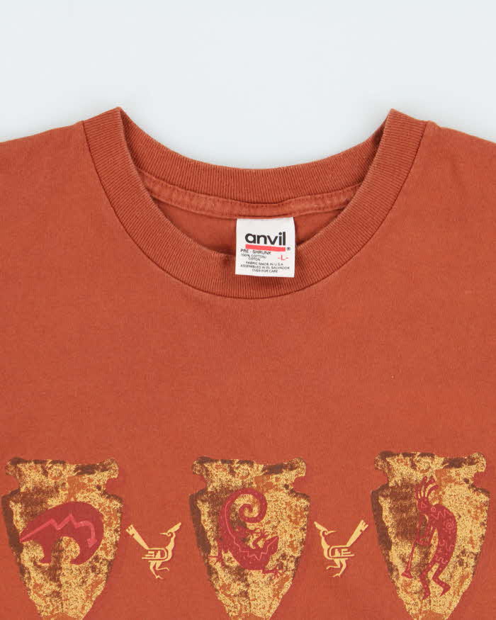 Vintage 1990s Arizona Terracotta Heavyweight Anvil Made In USA Single Stitch Crewneck T-Shirt - L