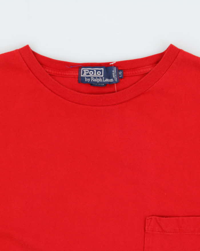 Vintage 1980s Polo Ralph Lauren Made In Canada Single Stitch Crewneck Pocket T-Shirt - L