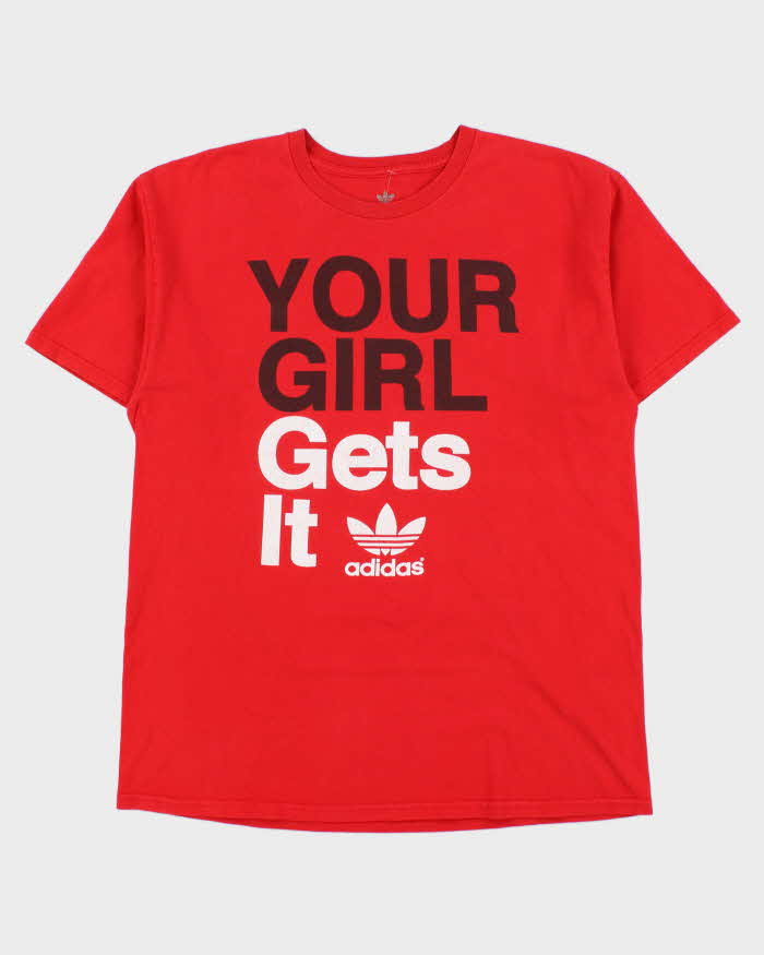 Vintage Y2K 00s Adidas Originals 'Your Girl Gets It' Heavyweight Crewneck T-Shirt - L