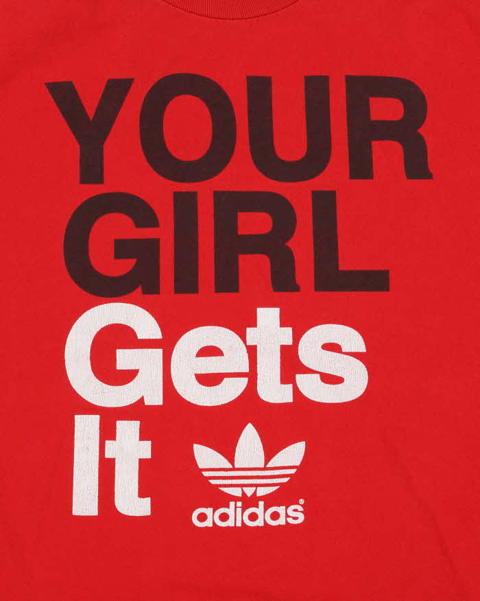 Vintage Y2K 00s Adidas Originals 'Your Girl Gets It' Heavyweight Crewneck T-Shirt - L