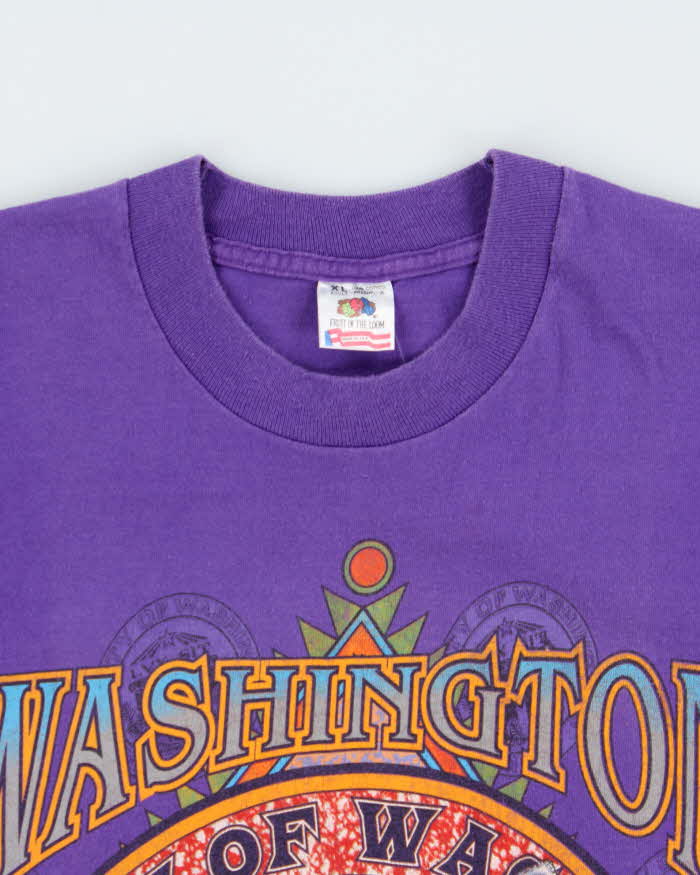 Vintage 1990s Washington Huskies College Football Heavyweight Made In USA Single Stitch Crewneck T-Shirt - XL