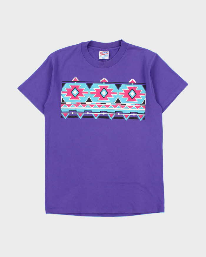 Vintage 1992 Hanes Heavyweight Made In USA Aztec Graphic Single Stitch Crewneck T-Shirt - M