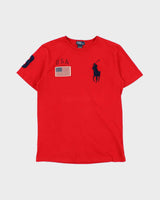 Vintage Y2K 00s Polo Ralph Lauren USA Large Pony 3 Heavyweight Crewneck T-Shirt - S