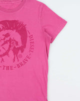 Vintage Y2K 00s Diesel Classic Dark Pink Slim Fit Crewneck T-Shirt - M