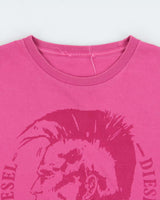 Vintage Y2K 00s Diesel Classic Dark Pink Slim Fit Crewneck T-Shirt - M