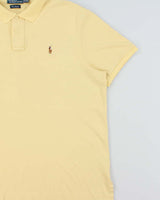 Vintage Y2K 00s Polo Ralph Lauren Pima Interlock Pale Yellow Short Sleeve Polo Shirt - XXL