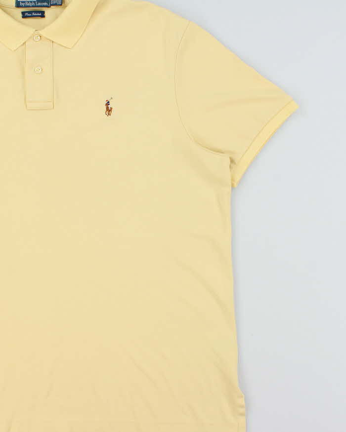 Vintage Y2K 00s Polo Ralph Lauren Pima Interlock Pale Yellow Short Sleeve Polo Shirt - XXL