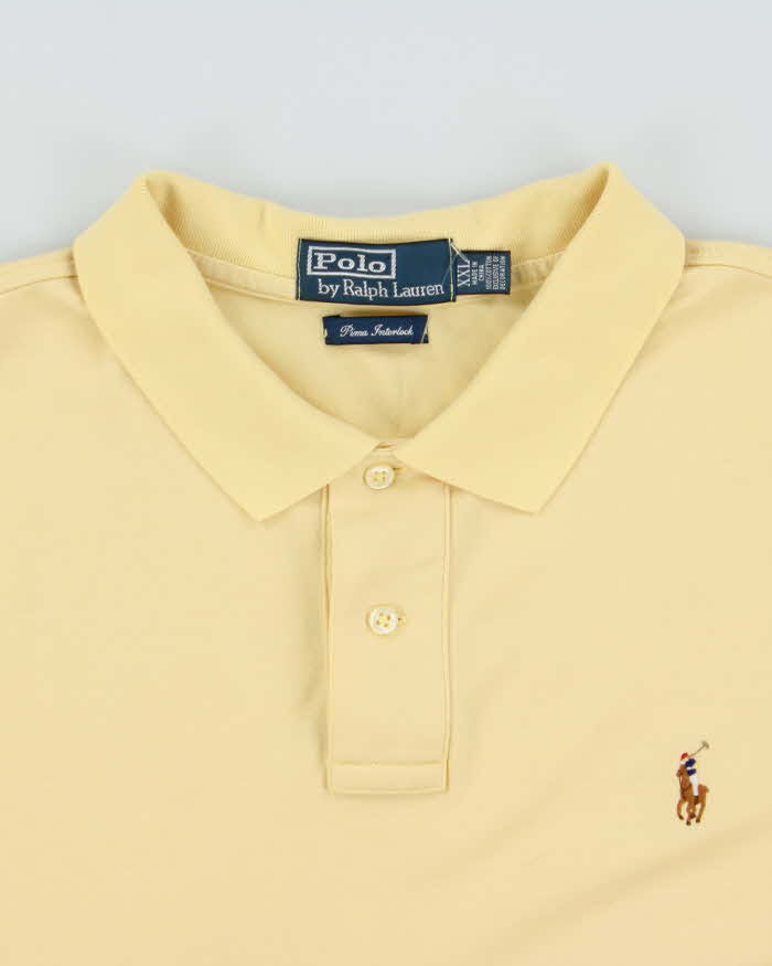 Vintage Y2K 00s Polo Ralph Lauren Pima Interlock Pale Yellow Short Sleeve Polo Shirt - XXL