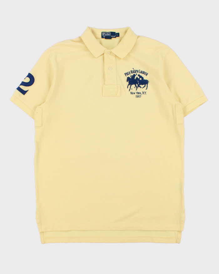 Vintage Y2K 00s Polo Ralph Lauren Double Large Pony #2 Heavyweight Short Sleeve Polo Shirt - L