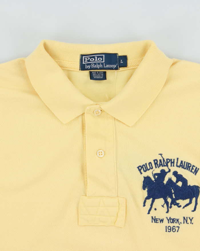 Vintage Y2K 00s Polo Ralph Lauren Double Large Pony #2 Heavyweight Short Sleeve Polo Shirt - L