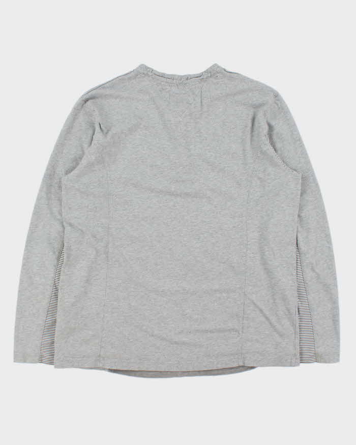 Vintage Y2K 00s Tommy Hilfiger Marl Grey Graphic Argyle Slim Fit Long Sleeve Henley T-Shirt - XL