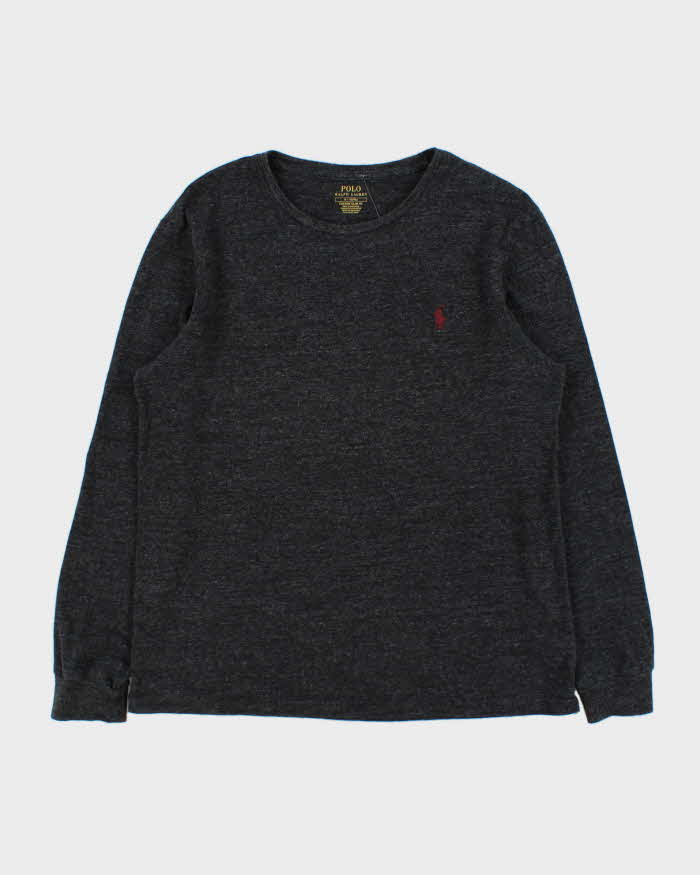 Vintage Polo Ralph Lauren Marl Grey Custom Slim Fit Long Sleeve Crewneck T-Shirt - M