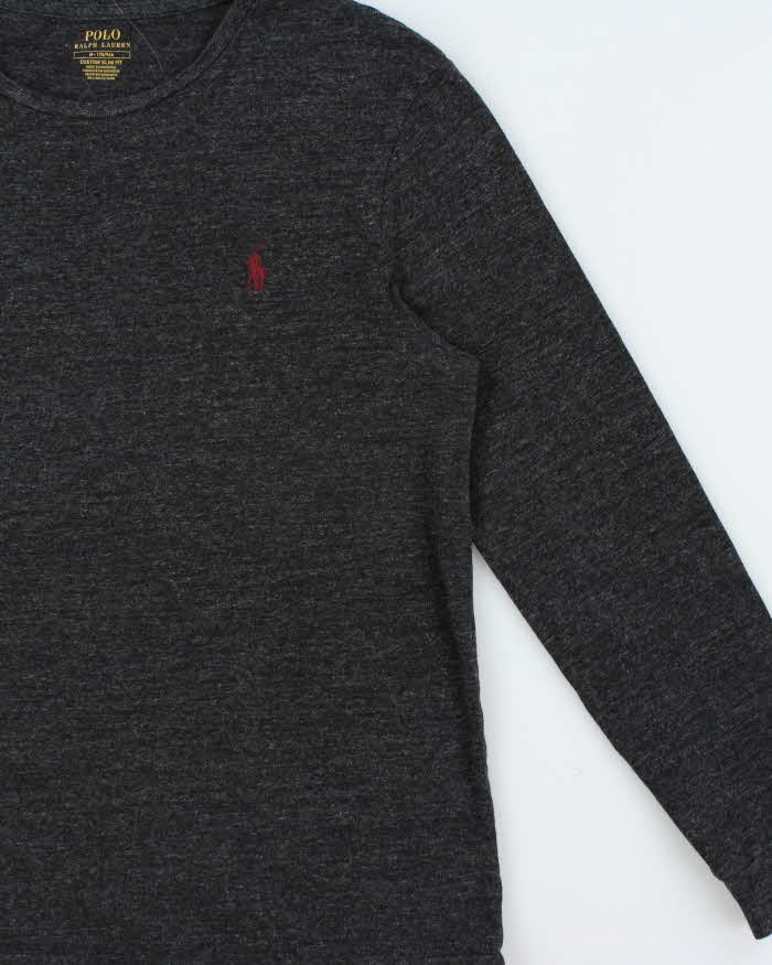 Vintage Polo Ralph Lauren Marl Grey Custom Slim Fit Long Sleeve Crewneck T-Shirt - M