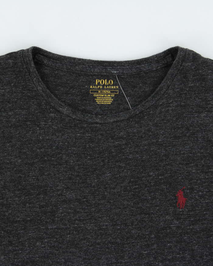 Vintage Polo Ralph Lauren Marl Grey Custom Slim Fit Long Sleeve Crewneck T-Shirt - M
