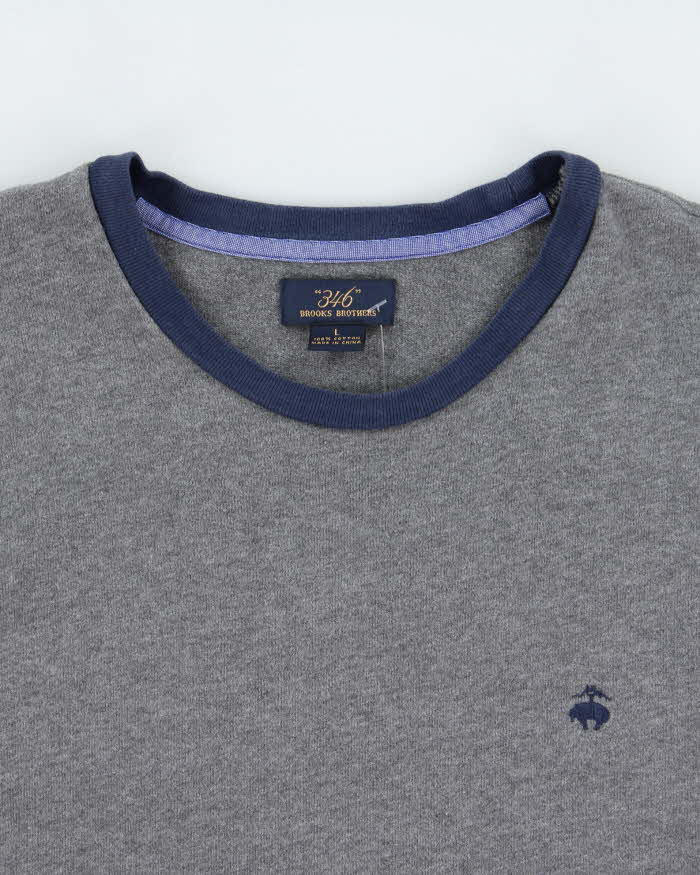 Vintage Brooks Brothers "346" Marl Grey Heavyweight Long Sleeve Crewneck T-Shirt - L