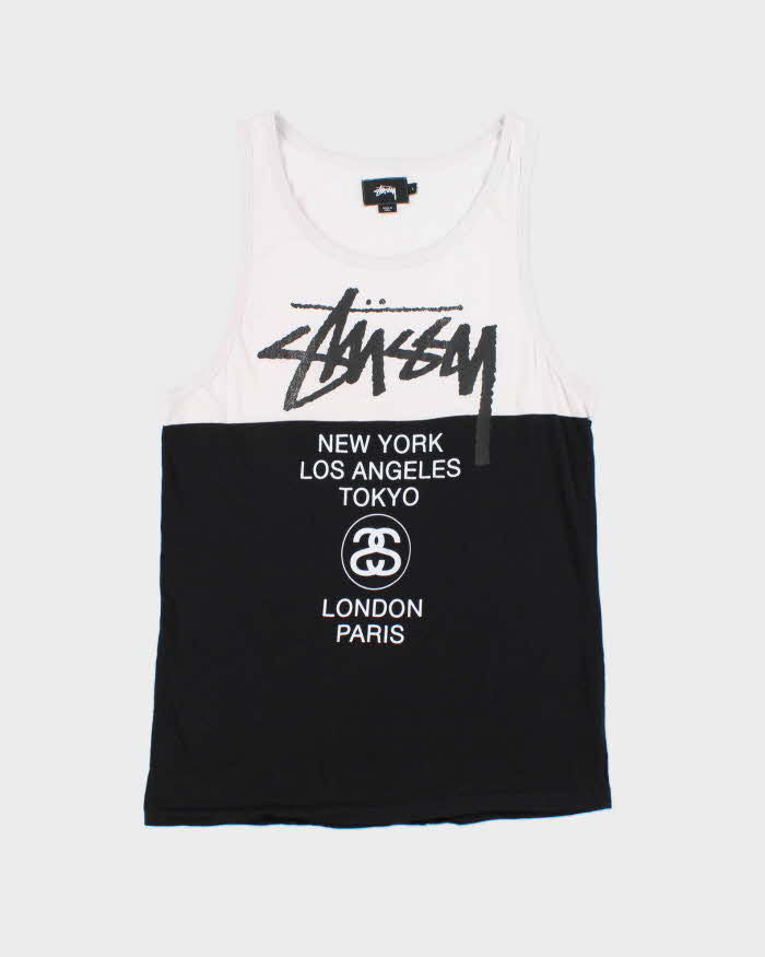 Vintage Stussy World Tour Big Cities Two-Tone Tank Top - L