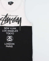 Vintage Stussy World Tour Big Cities Two-Tone Tank Top - L