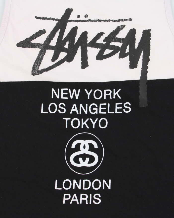 Vintage Stussy World Tour Big Cities Two-Tone Tank Top - L