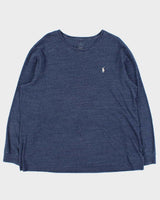 Vintage Polo Ralph Lauren Blue Marl Crewneck Long Sleeve T-Shirt - XL