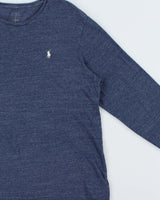 Vintage Polo Ralph Lauren Blue Marl Crewneck Long Sleeve T-Shirt - XL