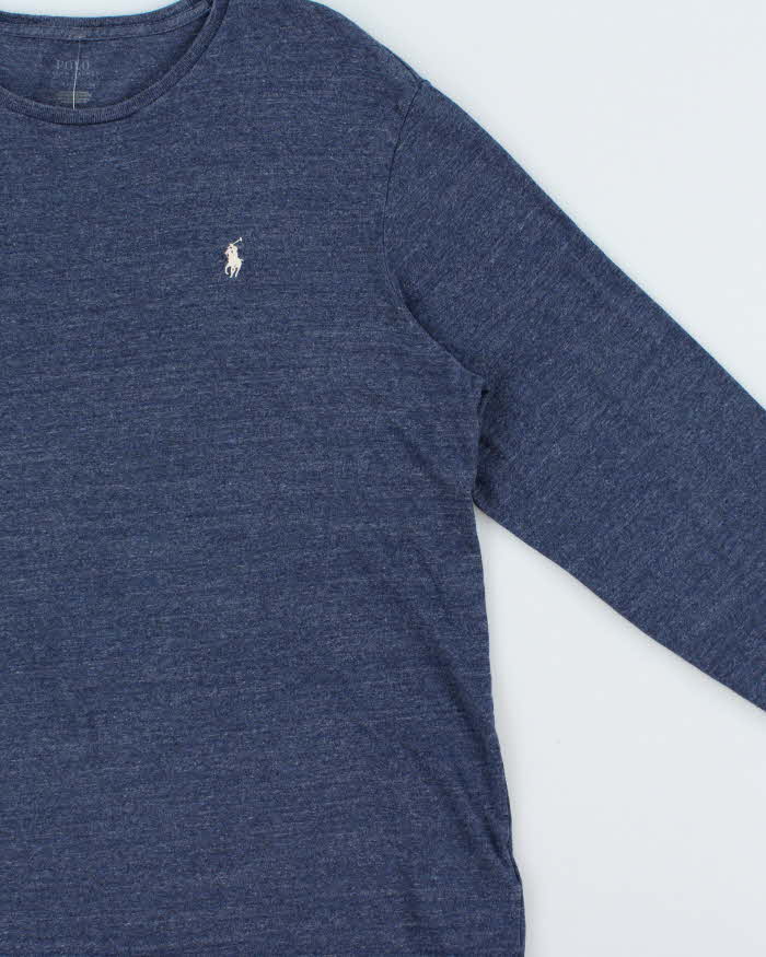 Vintage Polo Ralph Lauren Blue Marl Crewneck Long Sleeve T-Shirt - XL