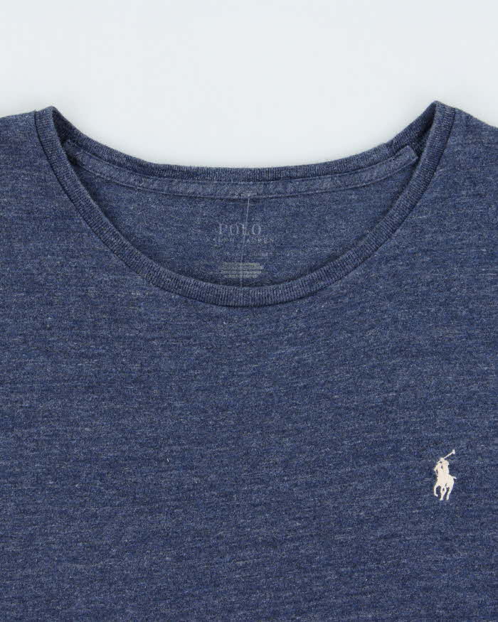 Vintage Polo Ralph Lauren Blue Marl Crewneck Long Sleeve T-Shirt - XL