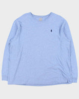 Vintage Polo Ralph Lauren Sky Blue Marl Crewneck Long Sleeve T-Shirt - XXL