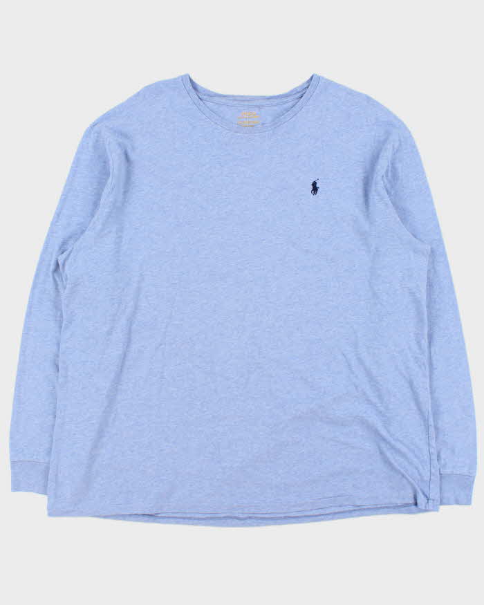 Vintage Polo Ralph Lauren Sky Blue Marl Crewneck Long Sleeve T-Shirt - XXL