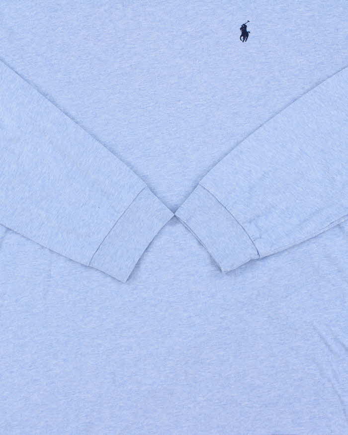 Vintage Polo Ralph Lauren Sky Blue Marl Crewneck Long Sleeve T-Shirt - XXL