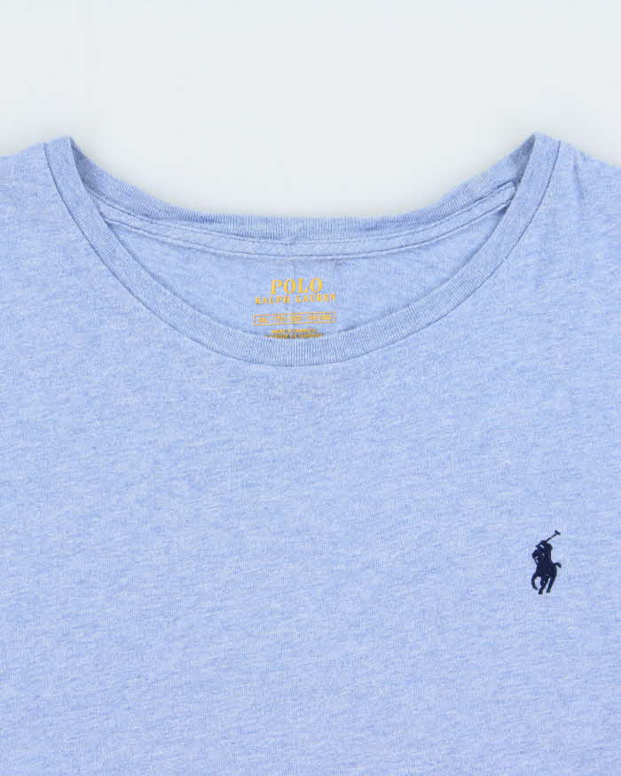 Vintage Polo Ralph Lauren Sky Blue Marl Crewneck Long Sleeve T-Shirt - XXL