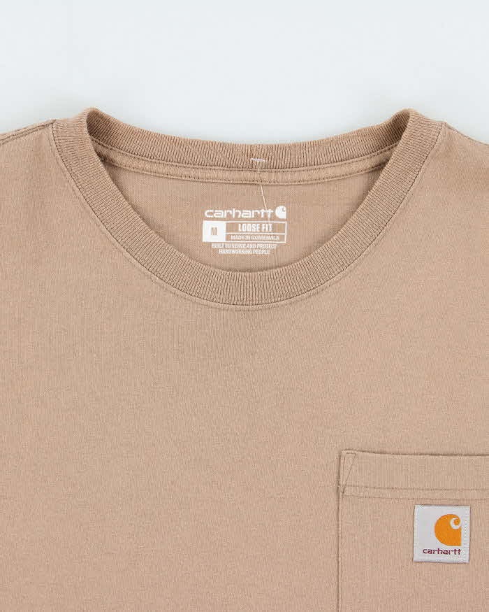 Vintage Carhartt Khaki Heavyweight Loose Fit Crewneck T-Shirt - M