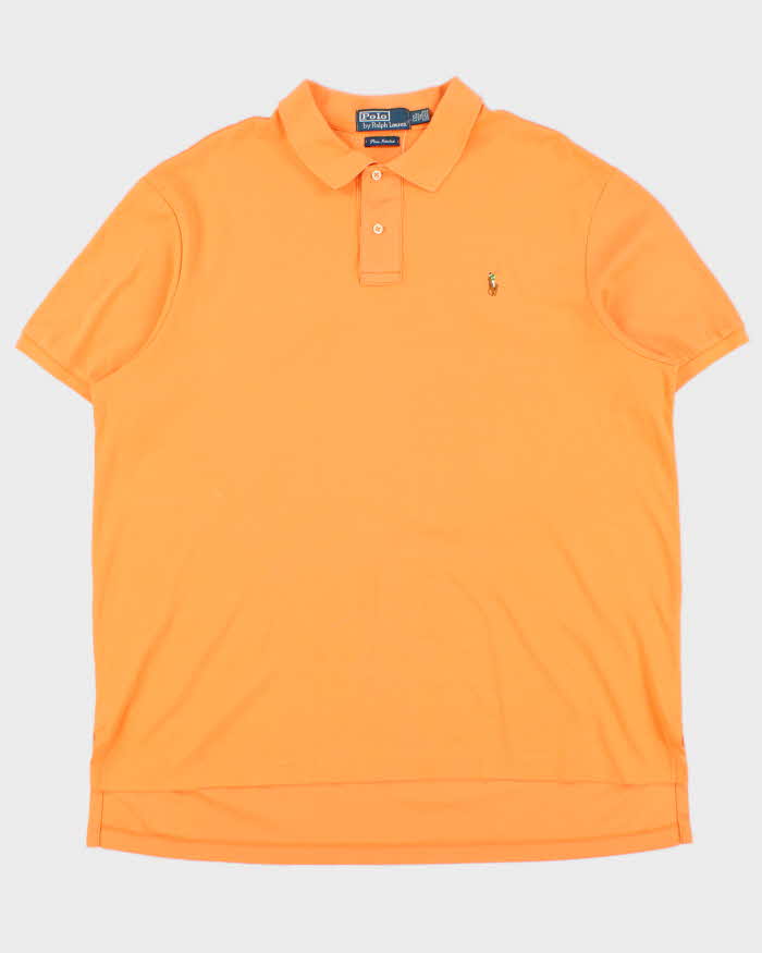 Vintage Y2K 00s Polo Ralph Lauren Apricot Pima Interlock Short Sleeve Polo Shirt - XXL