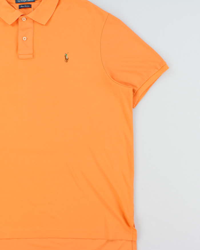 Vintage Y2K 00s Polo Ralph Lauren Apricot Pima Interlock Short Sleeve Polo Shirt - XXL