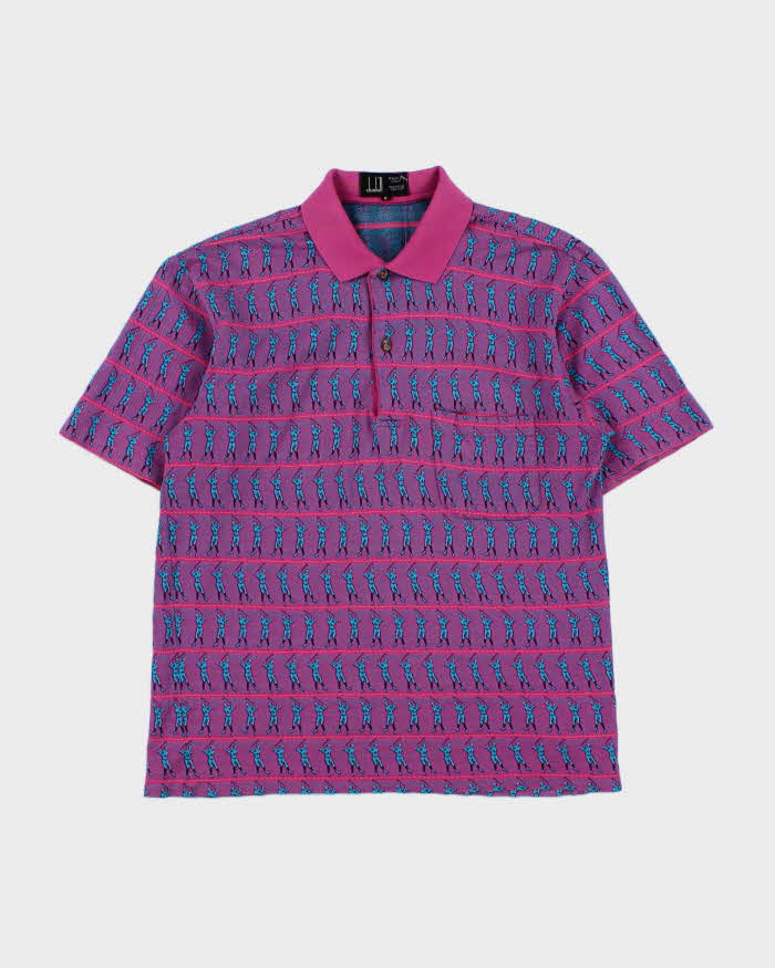 Vintage 1990s Dunhill Striped Made In Italy Short Sleeve Golf Polo Shirt - M