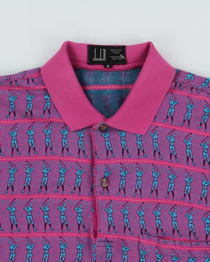 Vintage 1990s Dunhill Striped Made In Italy Short Sleeve Golf Polo Shirt - M