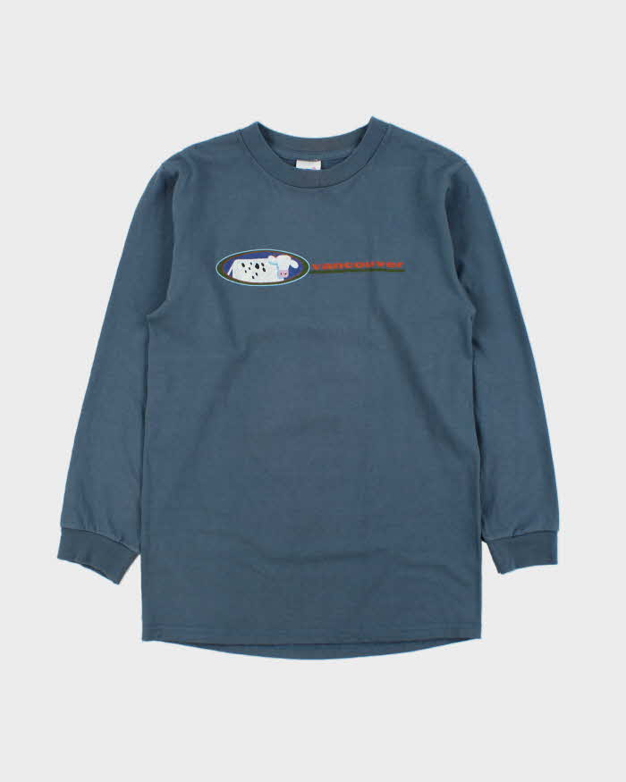 Vintage Y2K 00s Cows Vancouver Made In Canada Graphic Heavyweight Long Sleeve T-Shirt - S