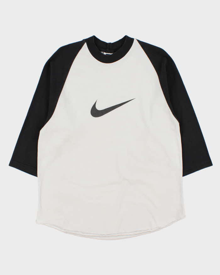 Vintage 1990s Nike Made In USA Heavweight Big Swoosh Raglan Baseball T-Shirt - M