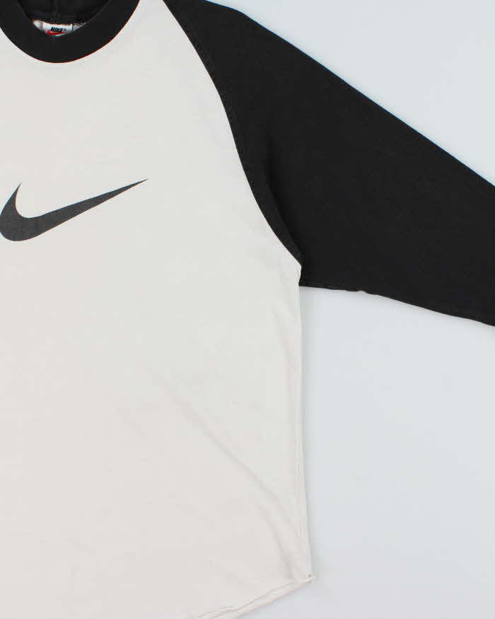 Vintage 1990s Nike Made In USA Heavweight Big Swoosh Raglan Baseball T-Shirt - M