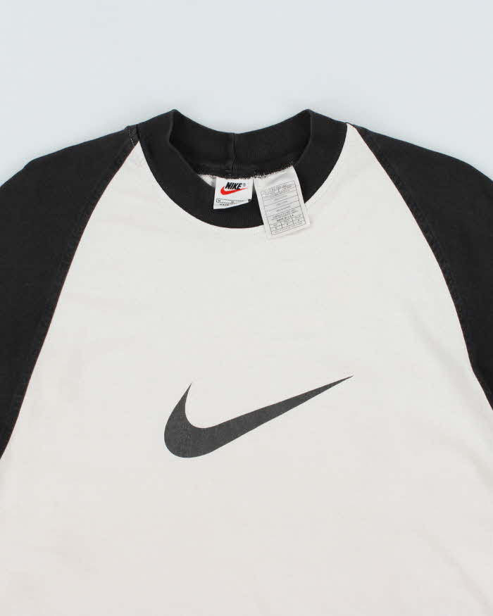 Vintage 1990s Nike Made In USA Heavweight Big Swoosh Raglan Baseball T-Shirt - M