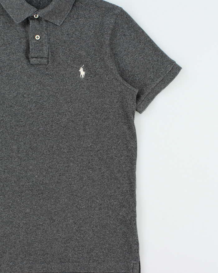 Vintage Polo Ralph Lauren Marl Grey Custom Fit Short Sleeve Polo Shirt - M