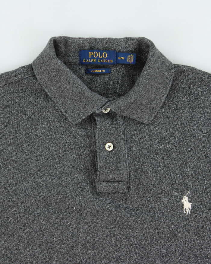 Vintage Polo Ralph Lauren Marl Grey Custom Fit Short Sleeve Polo Shirt - M